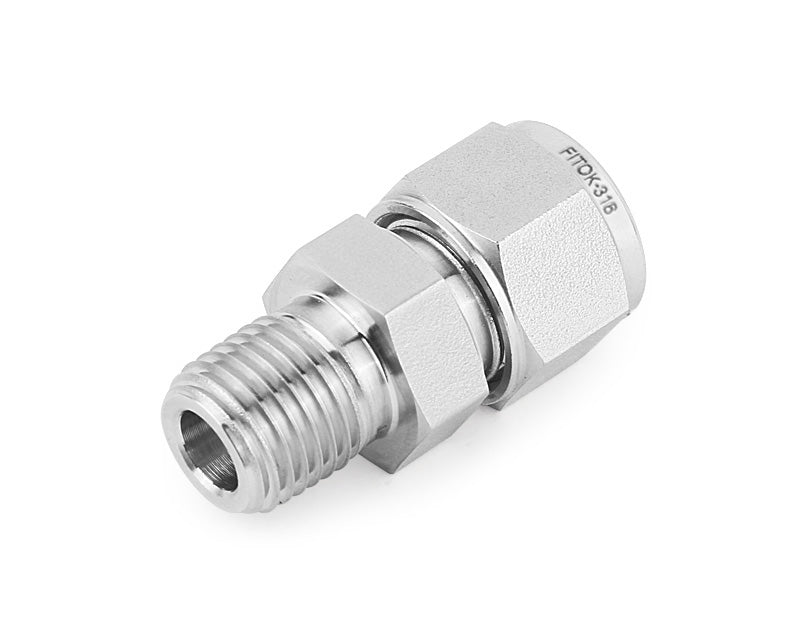 Male Connector, 6mm O.D. × 1/8 Male ISO Tapered Thread(RT), 316 SS