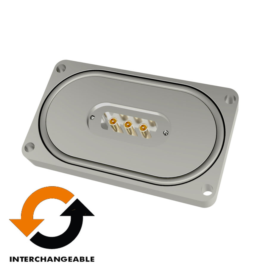 BASE PLATE, 3 x COAXIAL FLOATING SHIELD PINS IN SUB-D FEEDTHROUGH (HIGH VACUUM ONLY)