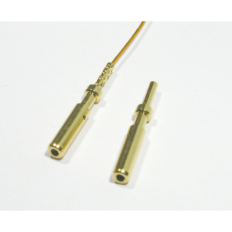 CRIMP FEMALE PINS, 1.2mm MAX ID, GOLD PLATED COPPER ALLOY, PACK OF 5