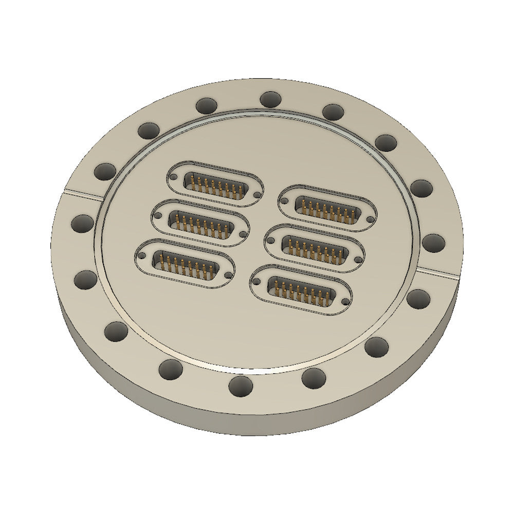 DN100CF FLANGE WITH 6 x SUB-D 15 WAY FEEDTHROUGH, UHV