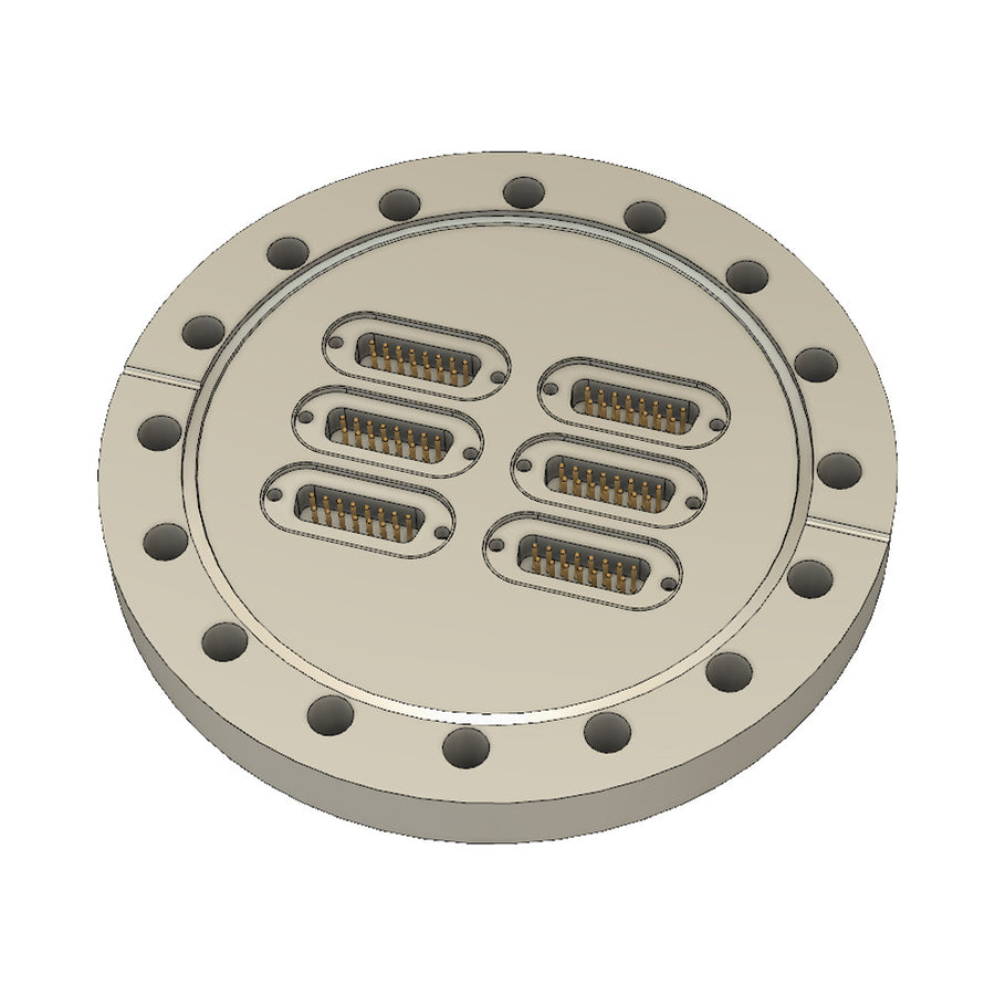 DN100CF FLANGE WITH 6 x SUB-D 15 WAY FEEDTHROUGH, UHV
