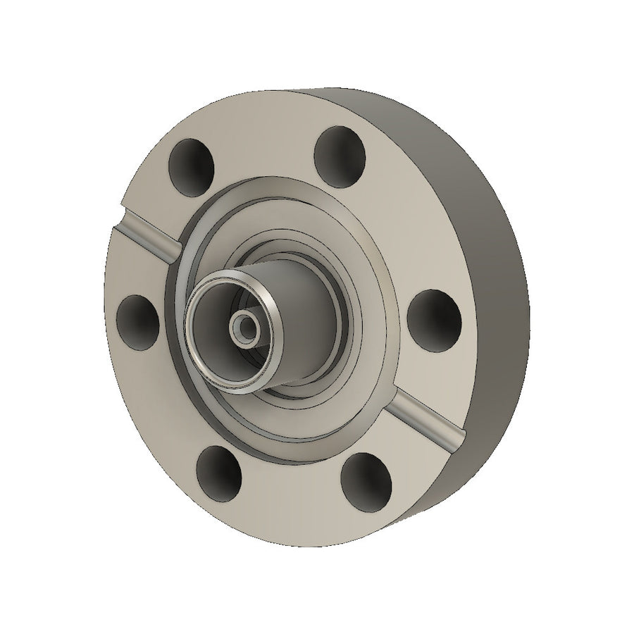 DN16CF, 1 X DOUBLE SIDED TRI-AXIAL FEEDTHROUGH, 500V DC & 5A MAX., WITH AIR & VACUUM SIDE CONNECTORS