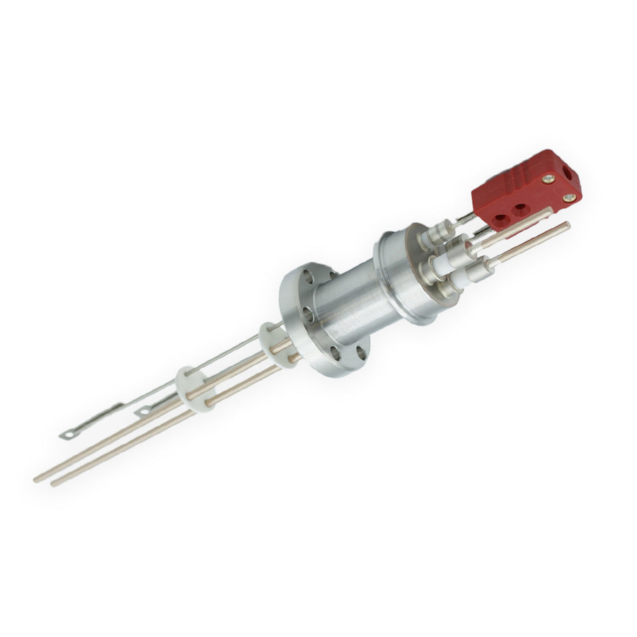 DN16CF COMBINATION FEEDTHROUGH, 2 POWER PINS, 5KV, 30A, 1 T/C PAIR TYPE C, AIR & VAC SIDE CONNECTORS