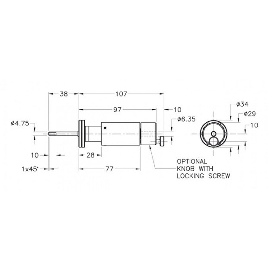 DN16CF ROTARY MOTION DRIVE, 38MM SHAFT LENGTH, 4.75MM SHAFT DIAMETER