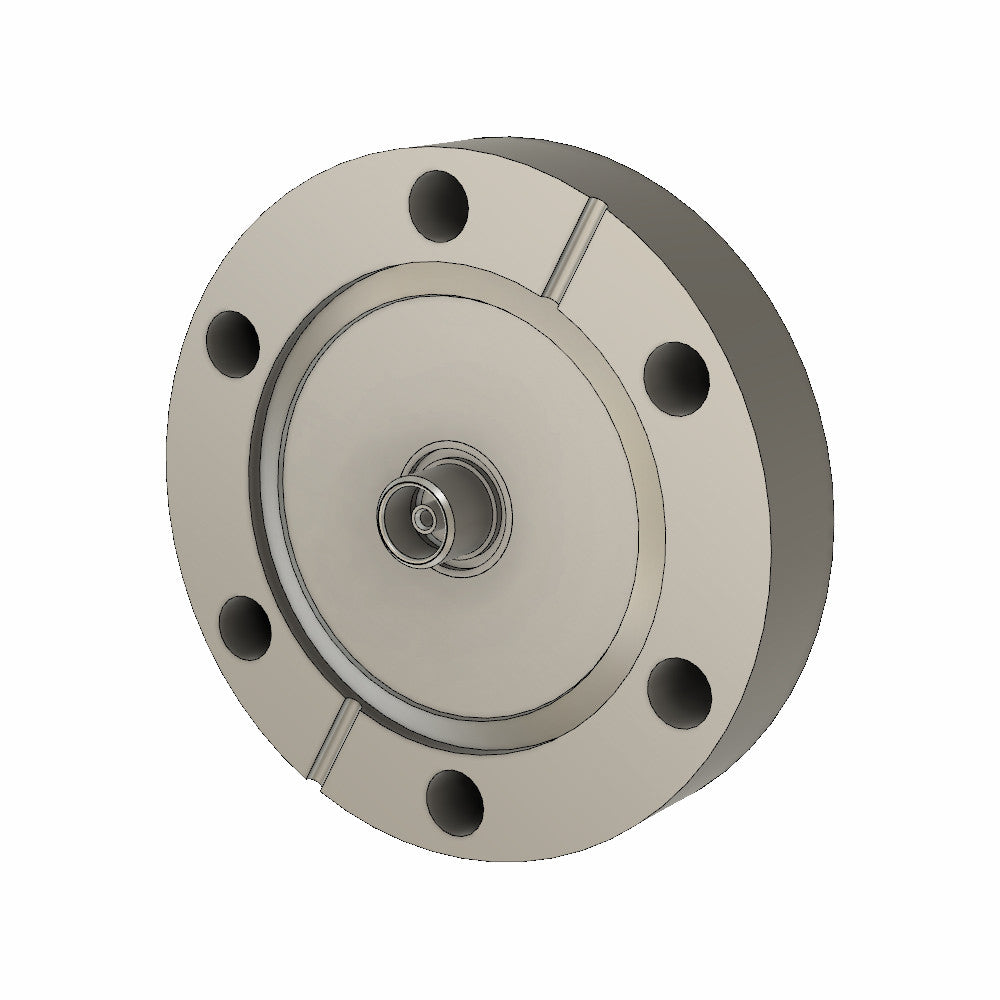 DN40CF, 1 x DOUBLE SIDED TRI-AXIAL FEEDTHROUGH, 500V DC & 5A MAX, WITH AIR & VACUUM SIDE CONNECTORS
