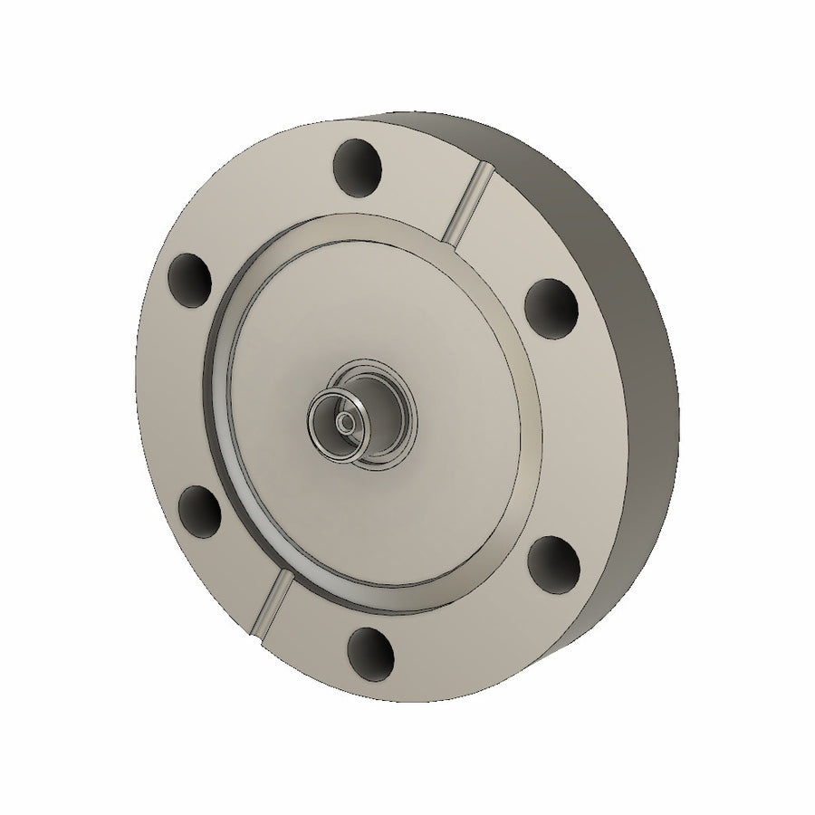 DN40CF, 1 x DOUBLE SIDED TRI-AXIAL FEEDTHROUGH, 500V DC & 5A MAX, WITH AIR & VACUUM SIDE CONNECTORS