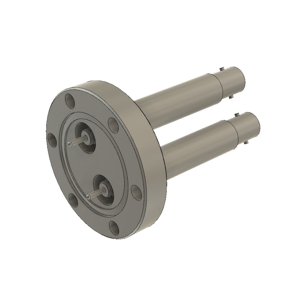 DN40CF 2x SHV 20KV COAXIAL FEEDTHROUGH, RECESSED TYPE, AIR SIDE CONNECTOR