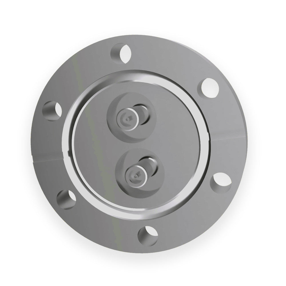 DN40CF 2x SMA FEEDTHROUGHS, 50 OHM, DOUBLE SIDED, GROUNDED SHIELD, 1000V DC, 3A MAX, 6.5 GHz