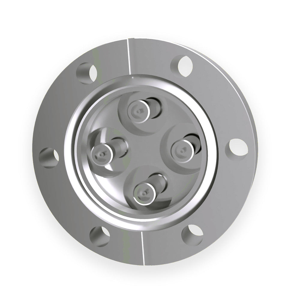 DN40CF 4x SMA FEEDTHROUGHS, 50 OHM, DOUBLE SIDED, GROUNDED SHIELD, 1000V DC, 3A MAX, 6.5 GHz