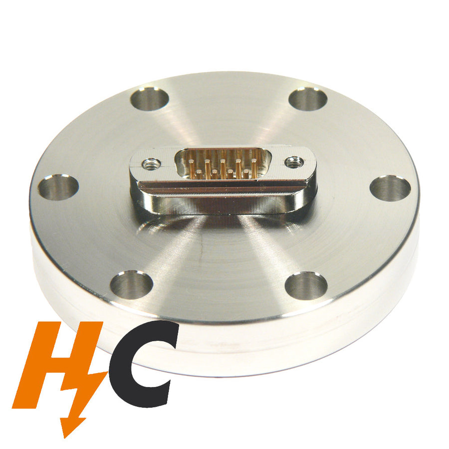 DN40CF FLANGE, SUB-D 9-WAY FEEDTHROUGH, UHV, HIGH CURRENT, 10A
