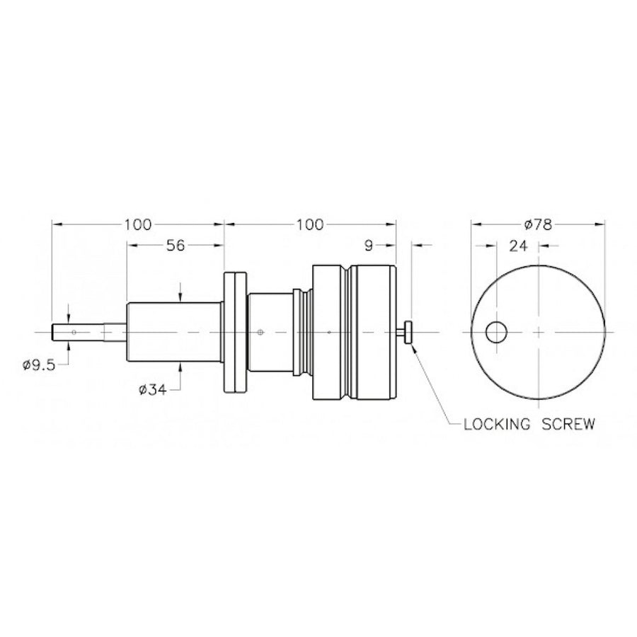 DN40CF ROTARY MOTION DRIVE, 100MM SHAFT LENGTH, 9.5MM SHAFT DIAMETER