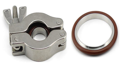KF NW Stainless Steel Swing Clamps with SS/FKM Centering Ring Package - Nano Vacuum