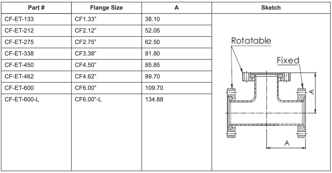 CF6.00” (DN100CF) Equal Tee