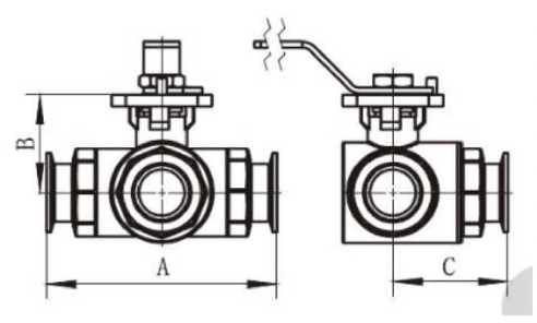 KF Flanged 3 Way Manual Ball Valves (T-Type) - Nano Vacuum Australia & New Zealand