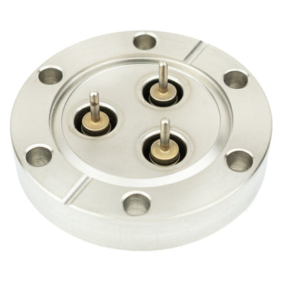DN40CF SHV FEEDTHROUGH, 3 PINS, RECESSED, SINGLE SIDED, GROUNDED SHIELD, AIR SIDE CONNECTOR
