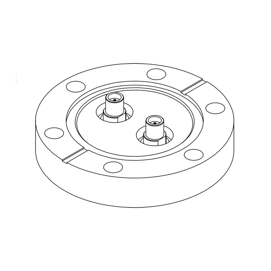 DN40CF 2x SMA 2.92 mm K TYPE MICROWAVE FEEDTHROUGH ,40GHz, O-RING SEAL,