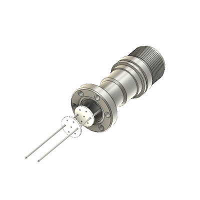 DN16CF MS FEEDTHROUGH, 2x MOLYBDENUM CONDUCTORS, 12KV, 7.5A, AIR SIDE CONNECTOR INCLUDED