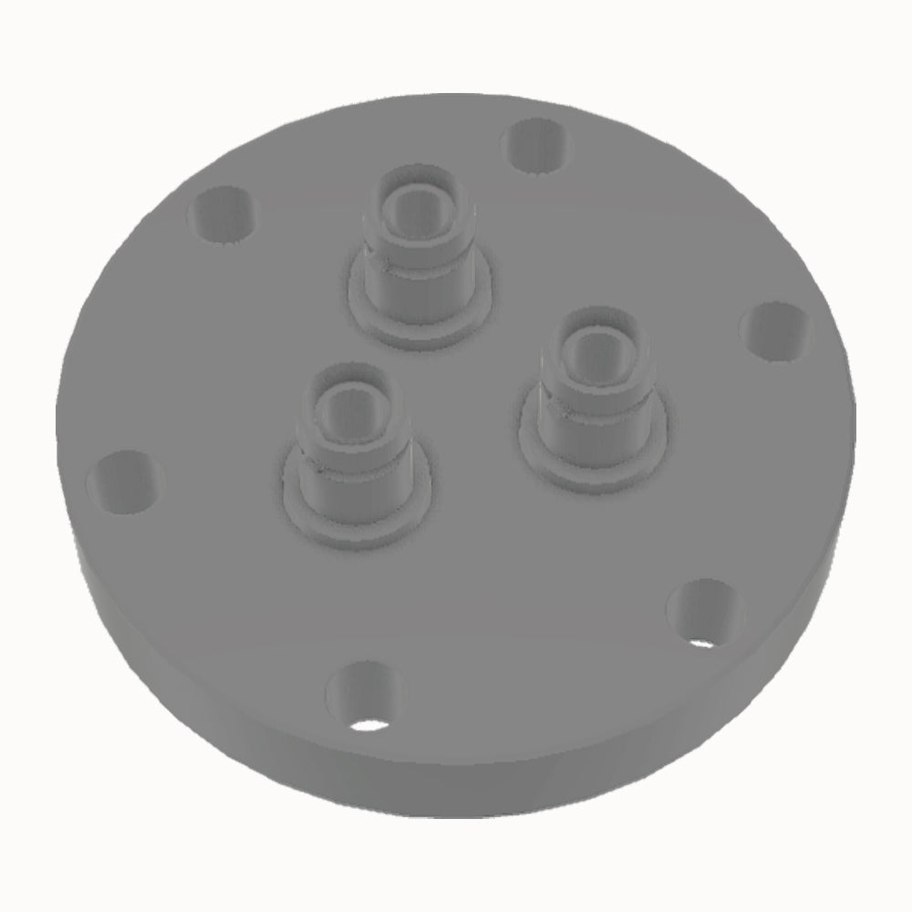 DN40CF SHV FEEDTHROUGH, 3 PINS, EXPOSED, SINGLE SIDED, GROUNDED SHIELD, AIR SIDE CONNECTOR