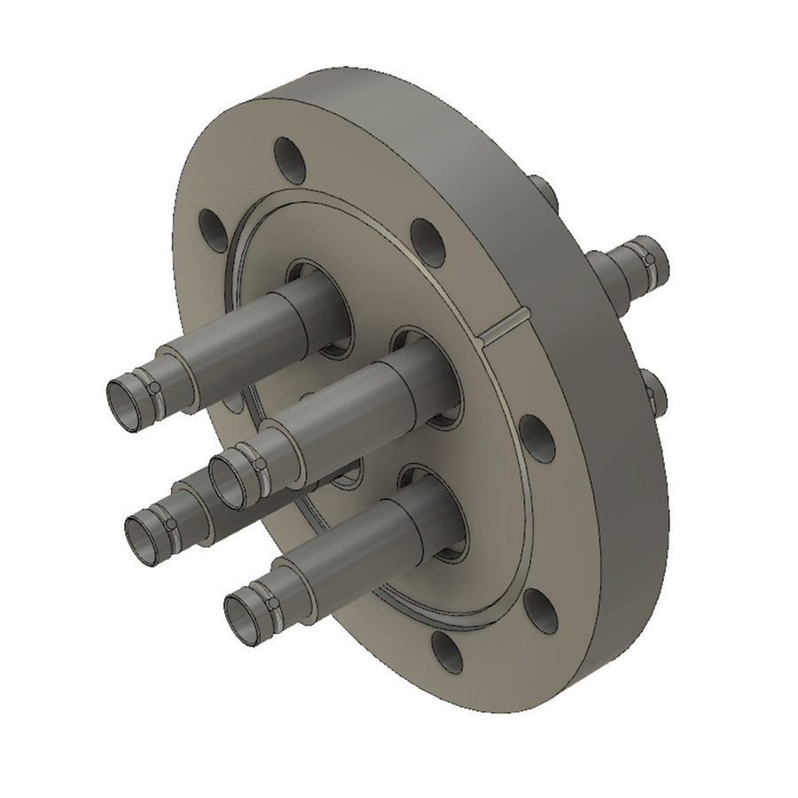 DN63CF BNC FEEDTHROUGH, 4 PINS, DOUBLE SIDED, GROUNDED SHIELD, AIR SIDE CONNECTORS