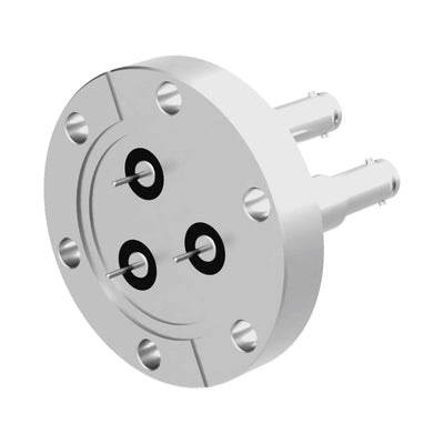 DN40CF 3x SHV 10KV COAXIAL FEEDTHROUGHS, RECESSED TYPE, AIR SIDE CONNECTORS