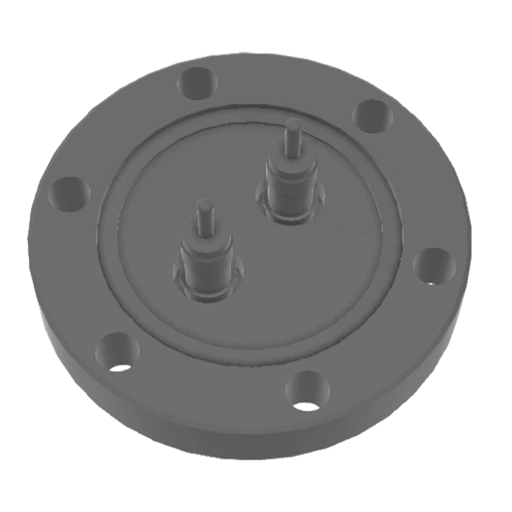 DN40CF SHV FEEDTHROUGH, 2 PINS, EXPOSED, SINGLE SIDED, GROUNDED SHIELD, AIR SIDE CONNECTOR