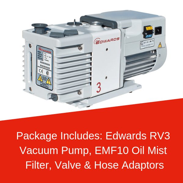 Edwards Rv 3 Edwards RV3 Vacuum Pump Package Including EMF10, Valve & Tube Adaptors ...