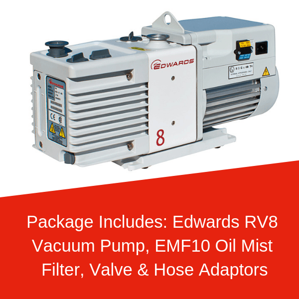Edwards RV8 Vacuum Pump Package Including EMF10, Valve & Tube Adaptors ...
