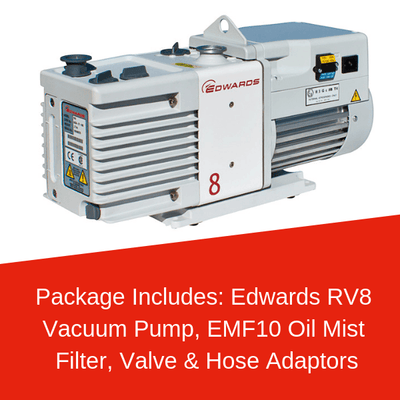 Edwards RV8 Vacuum Pump Package Including EMF10, Valve & Tube Adaptors - Nano Vacuum Australia & New Zealand